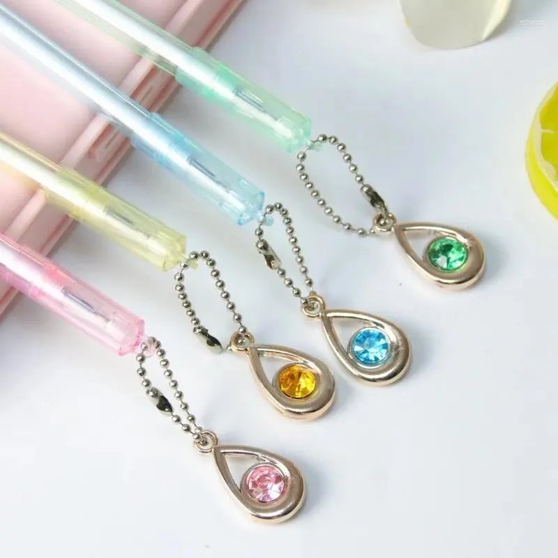 Pièce de la papeterie de la papeterie de Lytwtw fournit des kawaii kawaii créatifs water drop gem pendant bureau doux joli gel stylo