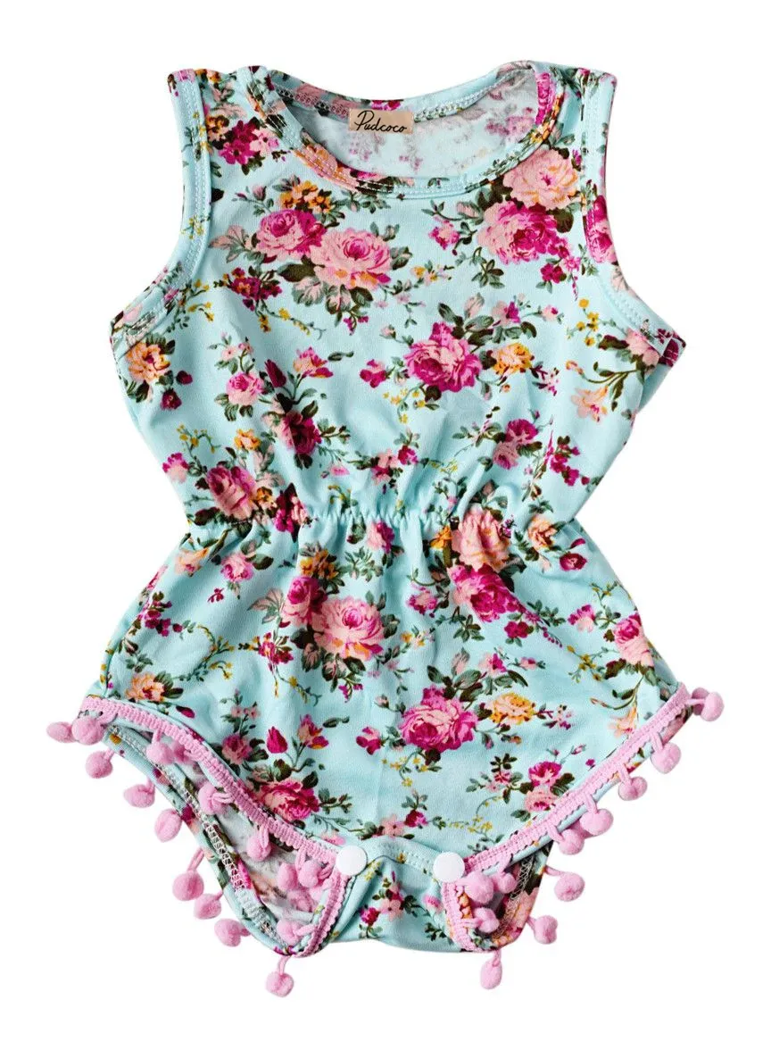 Citgeett Summer Summer bebê menina Pretty Flower Tassel Romper Child Rosy menina menina bebê Floral Romper Baby Girls Roupfits