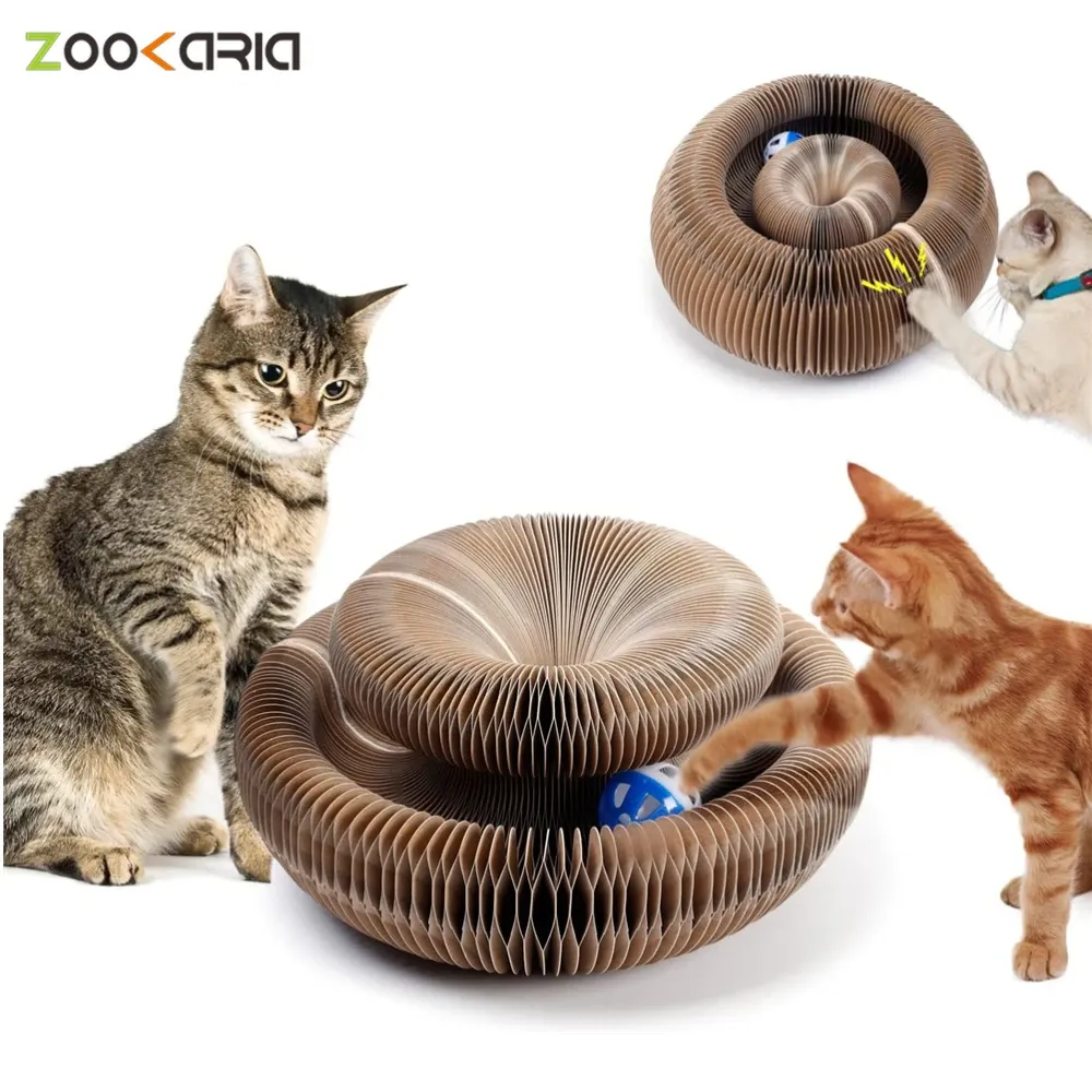 Toys Magic Organ Cat Scratch Board Cat jouet avec Bell Cat Grind Claw Gatos grimper en papier ondulé chat Scratch Toy Cat Product Jouet