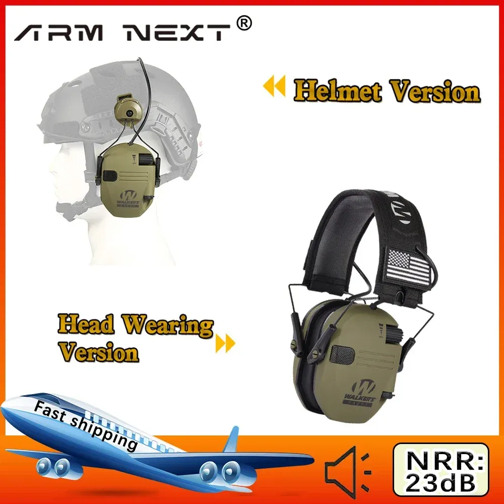 Protector New Generation Walker Tactical Electronic Shooting Earmuff Antinoise Headphone Helmet Version Headset NRR23DB Gratis frakt