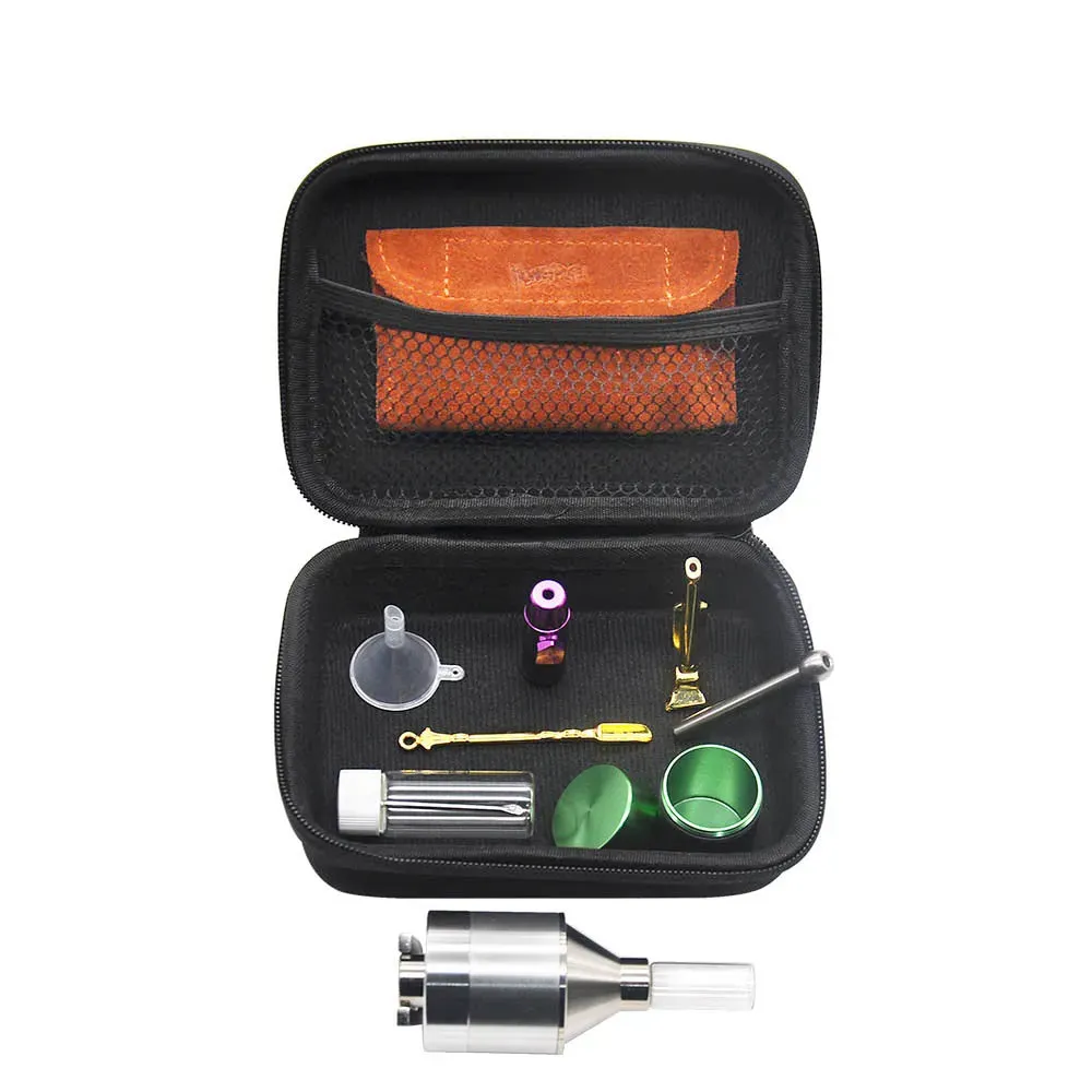 Pipes Kits Set With Herb Grinder Snuff Pill Box Bottle Snorter Dispenser Nasal Case Container Storage Smoking Carry Bag