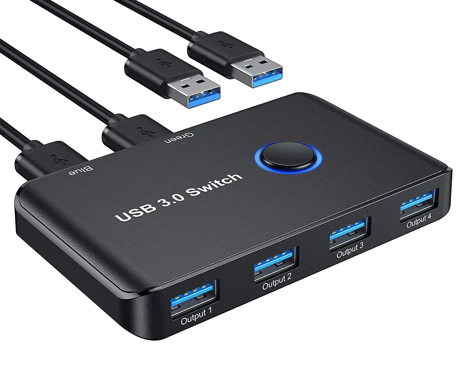 マウスUSB 3.0スイッチ、USBスイッチャー4コンピューター共有4 USBデバイスKVMスイッチャーボックス、マウス、キーボード（Mac/Wiと互換性