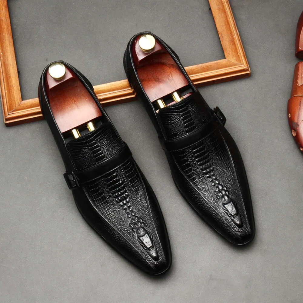 Modelli di coccodrillo da uomo mocassini da uomo autentica qualità in pelle elegante matrimonio sociale formale oxfords scarpe uomo