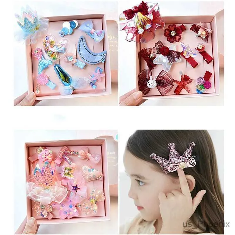 Accessori per capelli 2019 10 pezzi/scatola lucida bambina clip per capelli accessori per capelli set per bambini bidoni della corona principessa corona da cuccioli barrette