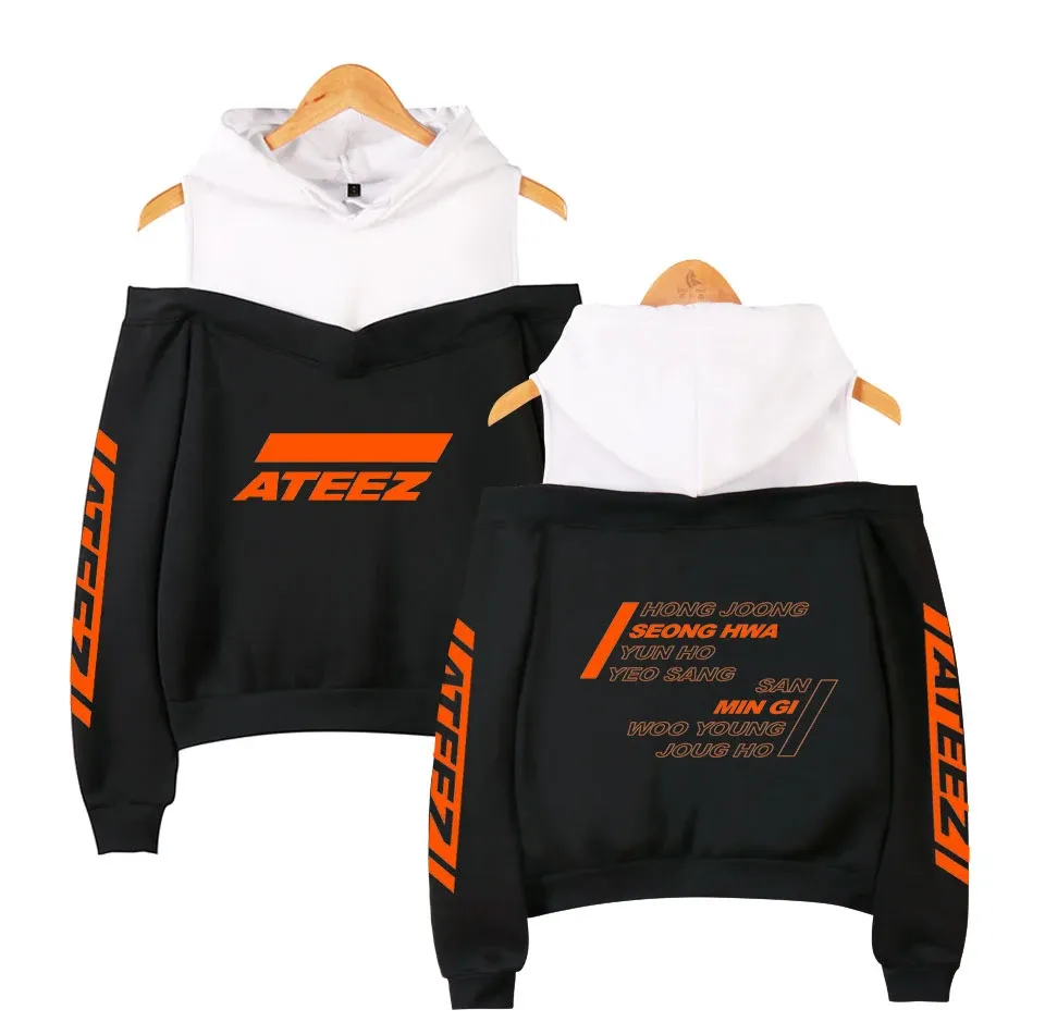 Sweatshirts Neue Team Hoodies Ateez gedruckt Offshoulder Hoodies und Sweatshirts Frauen sexy exklusive Frauen lässig Herbst Plus Size 4xl