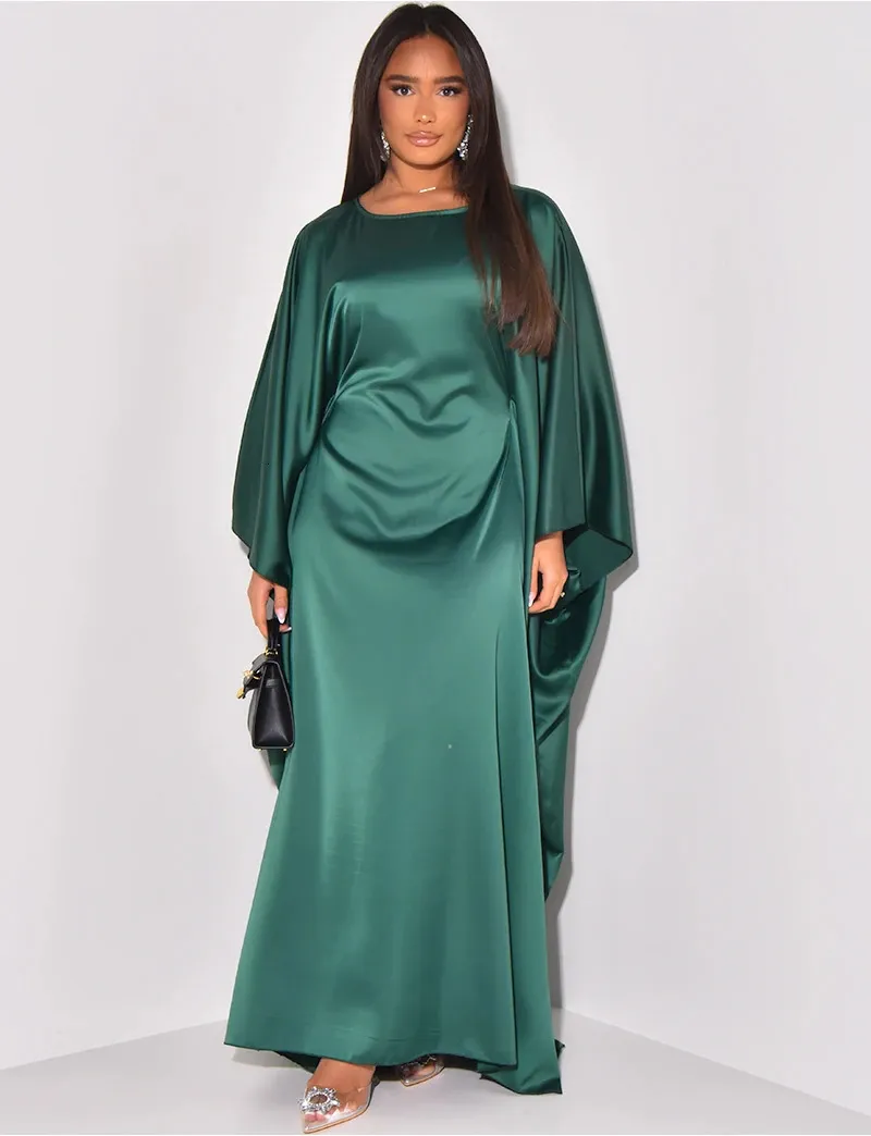 Letnia moda stała kolorowa sukienka Muzułmańska Kobieta okrągła szyja duża talia Duża huśtawka Elegancka sukienka 240421