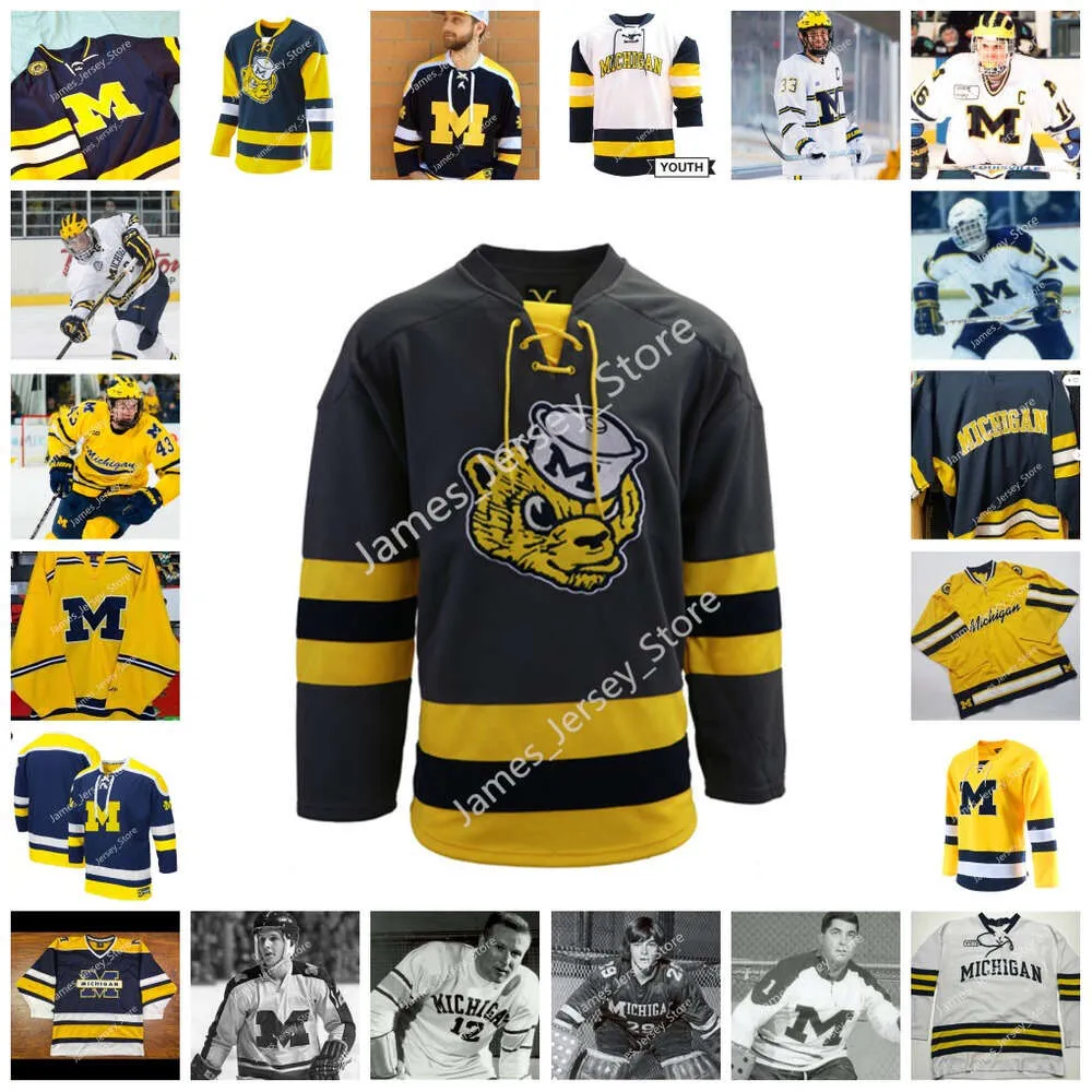 KOB 2022 NCAA Custom Michigan Wolverines zszyta koszulka hokeja 71 Nick Granowicz Ethan Edwards Jay Keranen Mark Estapa Dylan Larkin Quinn