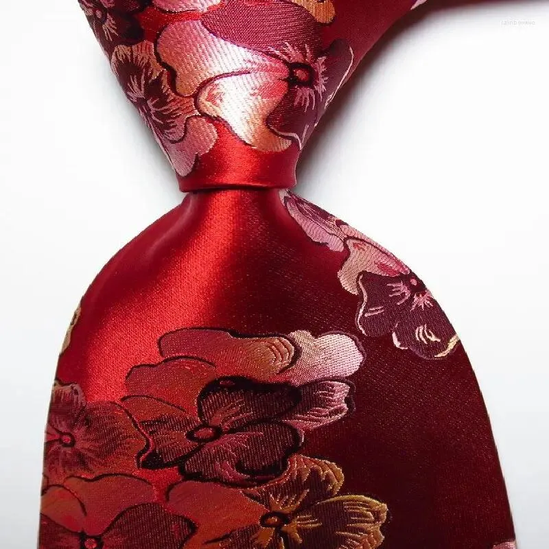 Bow Ties Fashion Flower Tie Men's 9cm Silk Slips Set Red Golden Light Blue Pink Jacquard Woven
