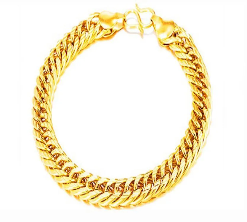 Bracelet de color de oro chapado en oro de 18k tamaño 8 mm de 20 cm de brazalete de cadena grande grueso para hombres joyería 9616167