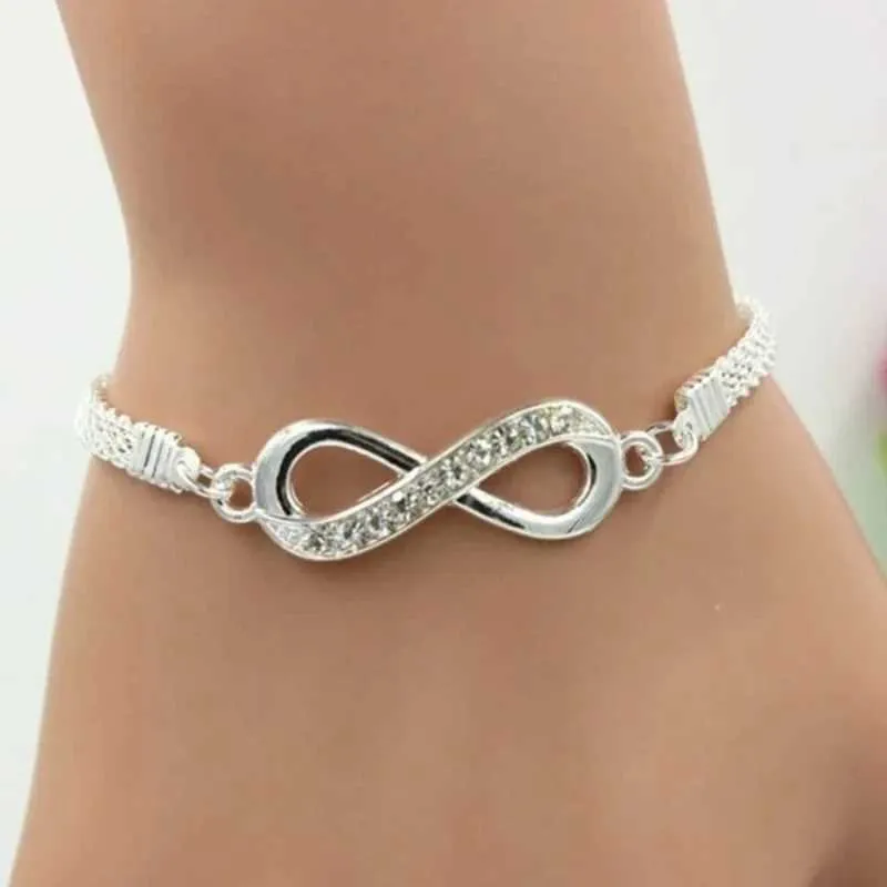 Kralen Delysia King Nieuwe mode unisex eenvoudige persoonlijkheid onbeperkt armband 8 vorm kristal inleg sieraden mooie cadeau 240423