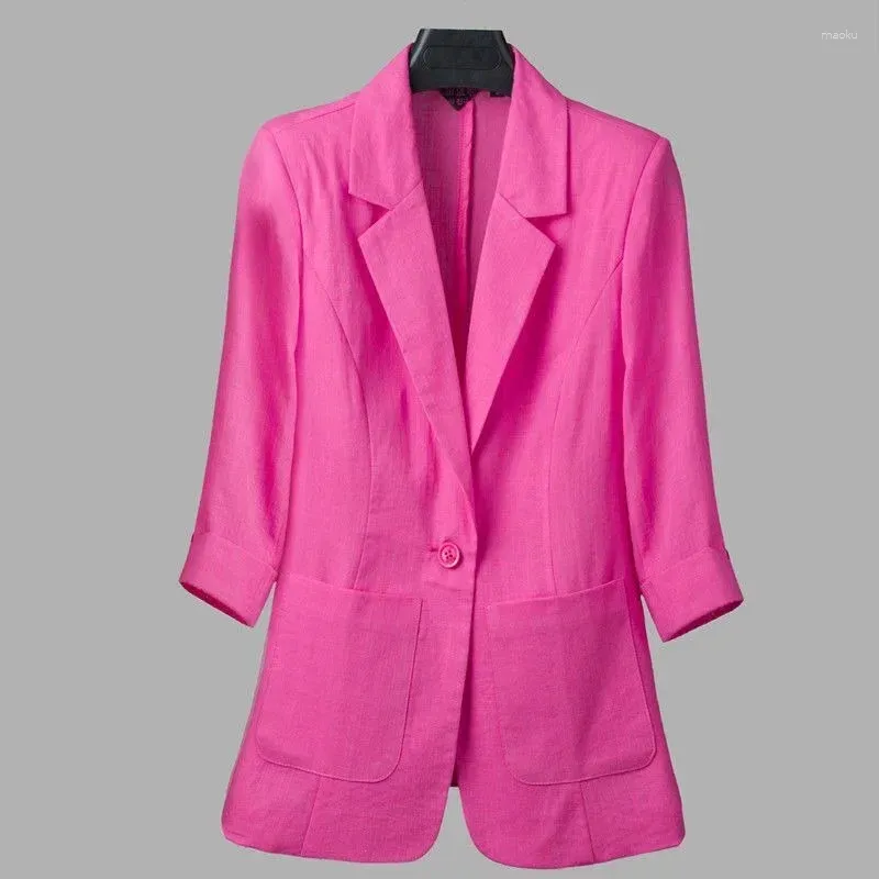 Ternos femininos Ice Algodão de seda de seda pequena mulher Spring Autumn Blazer dia de ajuste fino