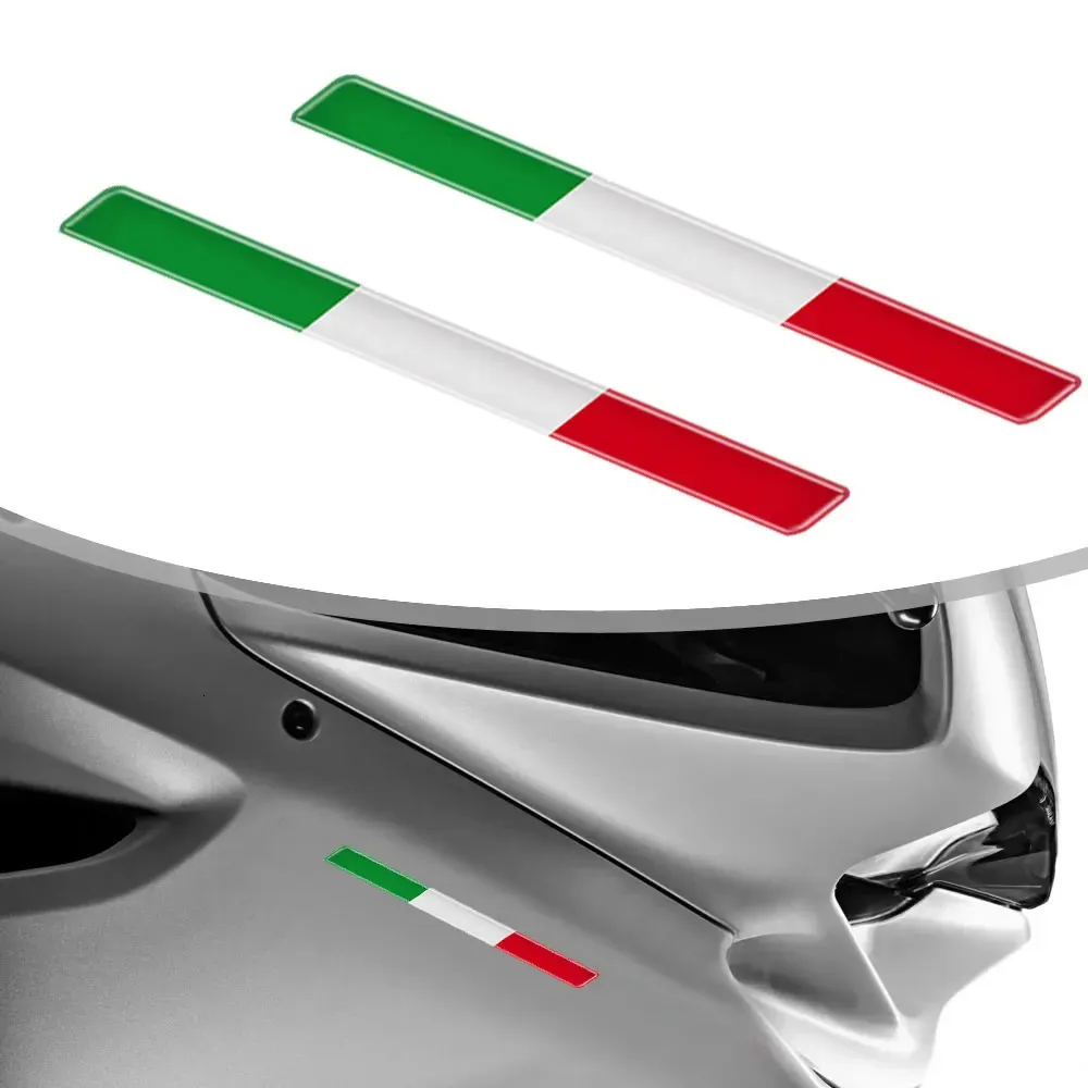 2x italienische Trikolor -Flagge Epoxy Dekorationsaufkleber 3D Motorradtankschalter Aufkleber Hülle Starkes Klebrigkeit Unerisal Car 240416