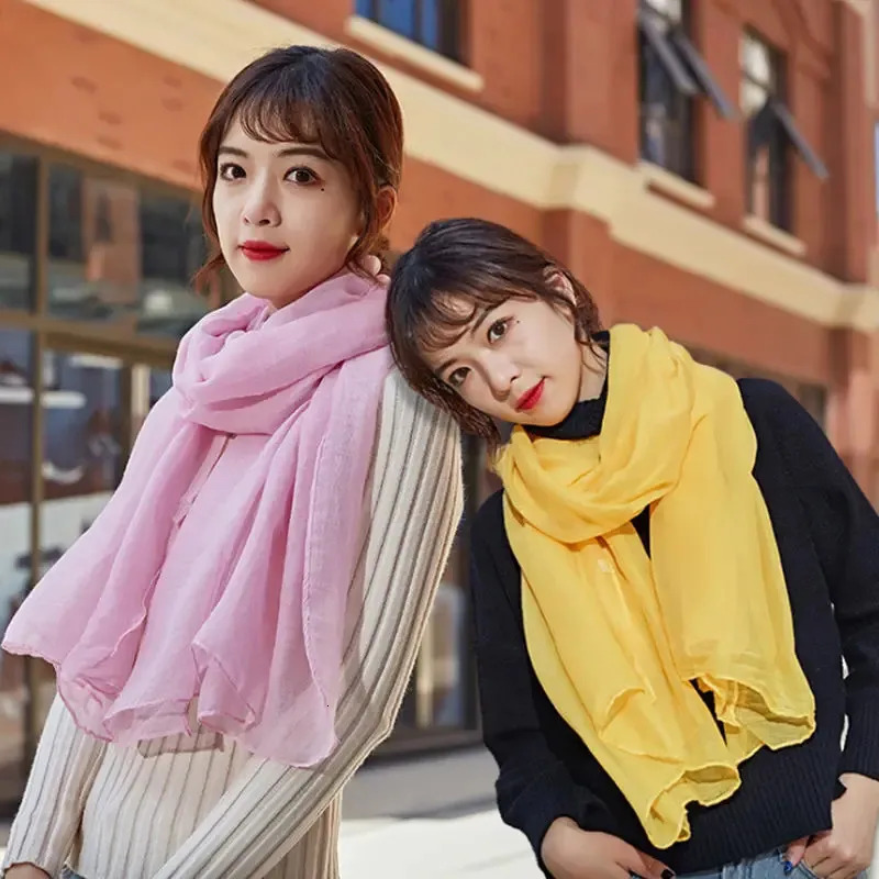 韓国の綿のリネンスカーフ贅沢な女性は、子供のための薄いかわいいスカーフファッション女性ショールラップヘッドバンドヒジャーブ女性スカーフ男性240417