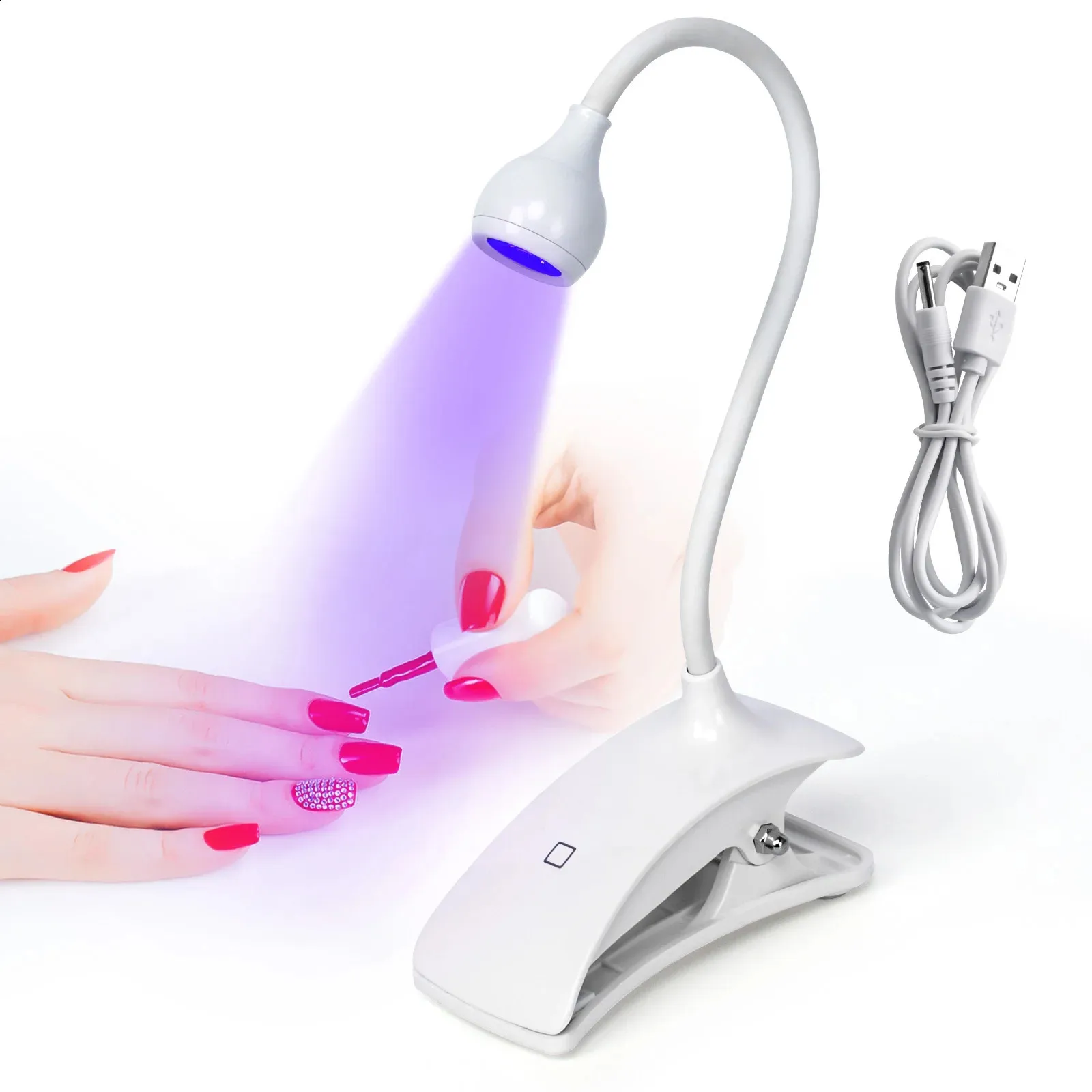 Led UV Nail Lights Dryer Ultraviolet Lamp Mini Flexible ClipOn Desk Touch Screen Control Gel Curing Manicure Tools 240415