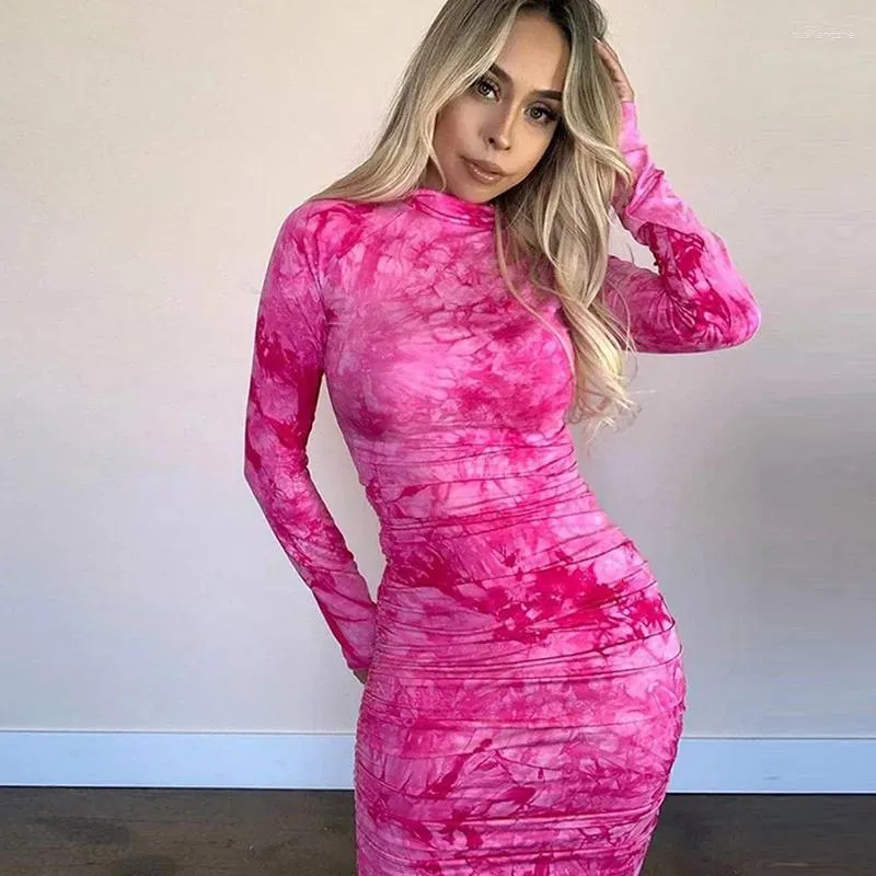 knee length dresses for ladies Tie Dye Long Sleeve Maxi Dress | Dress main image 0