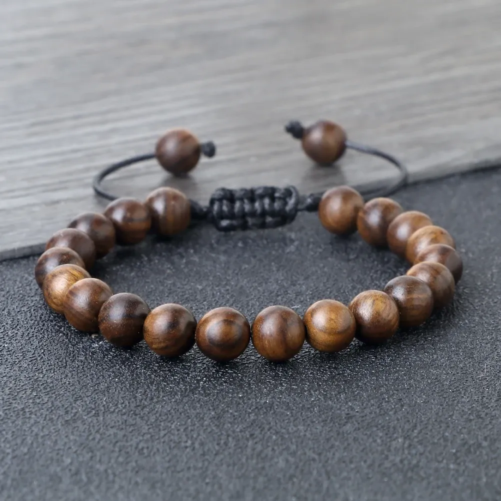 STRANDS HOOGGRADE Zwarte peer houten armband boeddha kralen armband verstelbaar elastisch sandelhout materiaal sieraden yoga genezing cadeau