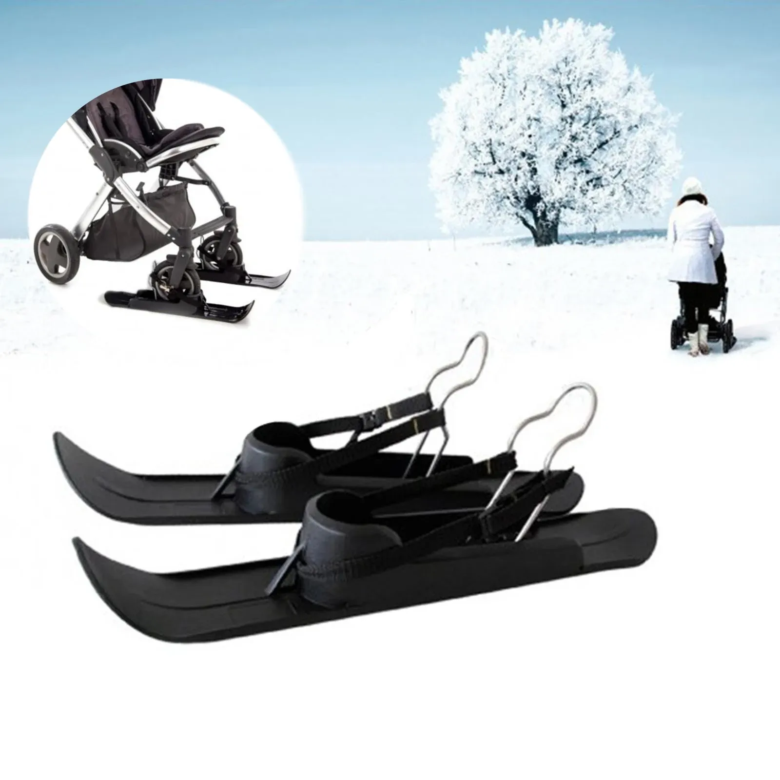 Rör Snow Sledge Board Snow Scooter Universal For Baby Barnvagn Balanscyklar utomhusvagn Skidor Twoinone Scooter Accessories