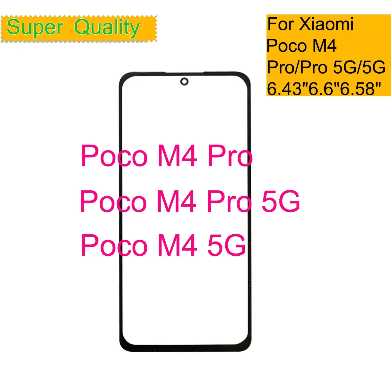 Panel 10pcs/Los für Xiaomi POCO M4 5G Touchscreen Panel Vordere Außenglaslinse für Xiaomi Poco M4 Pro 5G LCD -Glasfront mit OCA