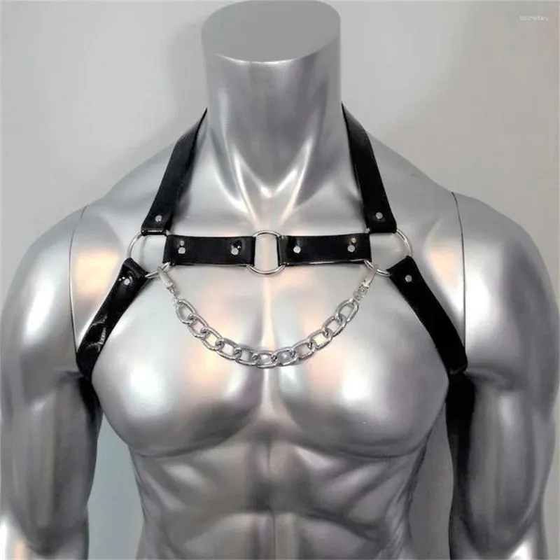 Bras Sets Gay Rave Harness Mens Suspender Belt Buckles Adjustable Leather Shoulder Double Straps Sex Toys For Men Lingerie