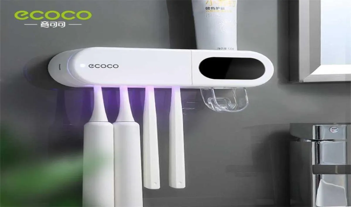 Ecoco Double Sterilization Elect Toothbrush Holder Strong Loading Toothapaste Dispenserスマートディスプレイバスアクセサリー21114952858