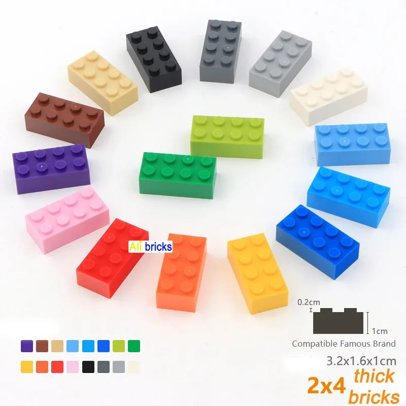 ブロック200pcs 2x4ドットDIYビルディングブロック厚いフィギュアレンガの教育的なクリエイティブサイズ3001のプラスチックおもちゃと子供用