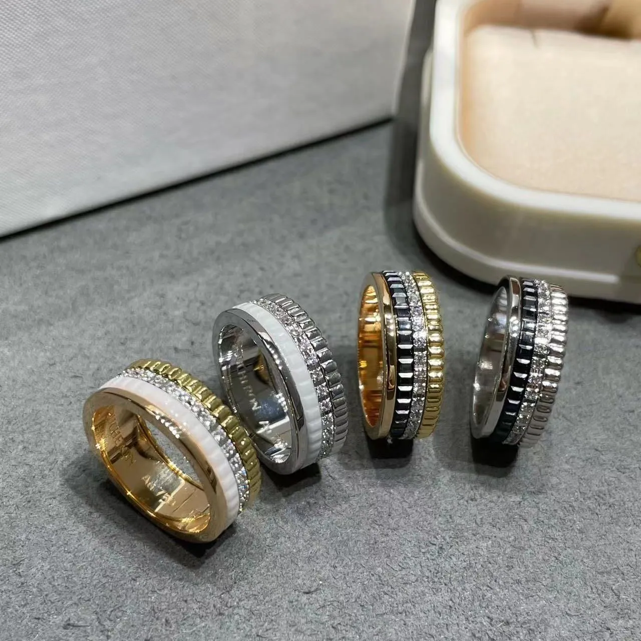 Couple Rings, 925 Sterling Silver Plated with 18K Gold, Rotating ...