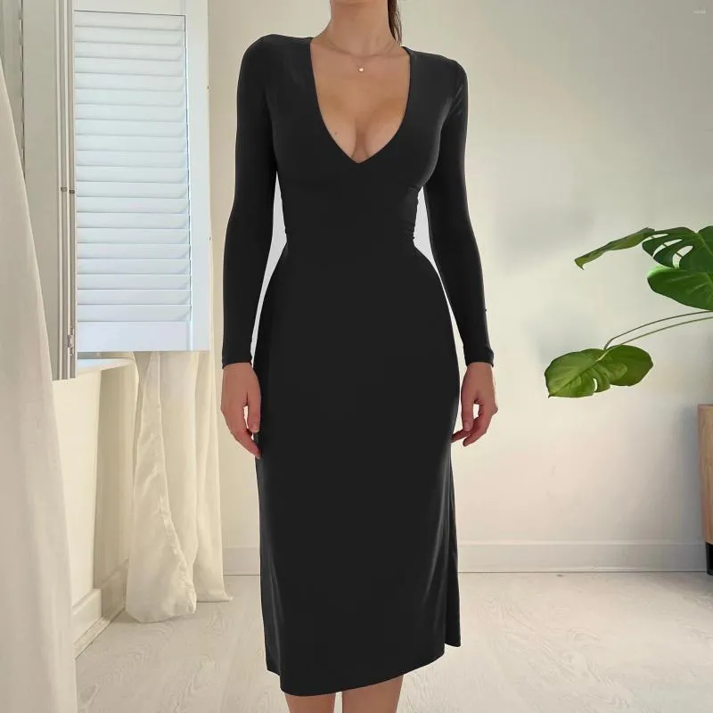 Sexy Solid Slit V Neck Trumpet Mermaid Dresses(7 Colors) Sexy Solid Slit V Neck Trumpet Mermaid Dresses(7 Colors)