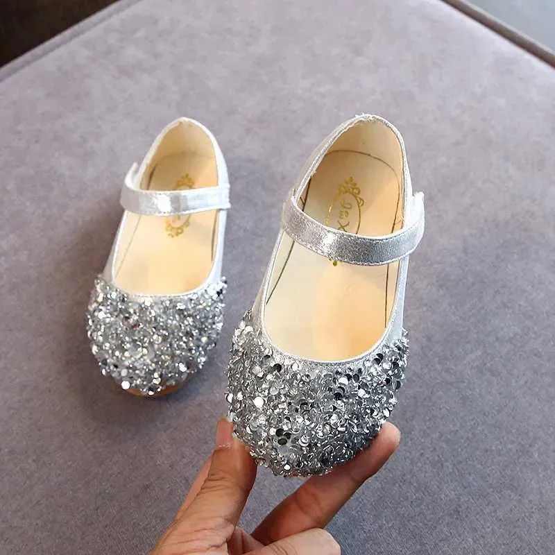 Slipper KushyShoo 2021 Spring New Children Shoes Girls Princess Shoes Glitter Children Baby Dance Shoes Casual Toddler Girl SandalsL2404