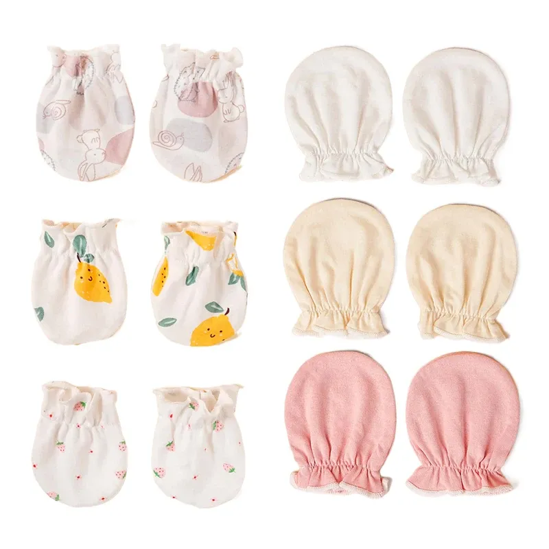 Accessoires 3 Paare/Set Baby Baumwolle weich mitgeborene Antieat Hand Anigrab Gesicht Schutzhandschuh Baby Mitten06m