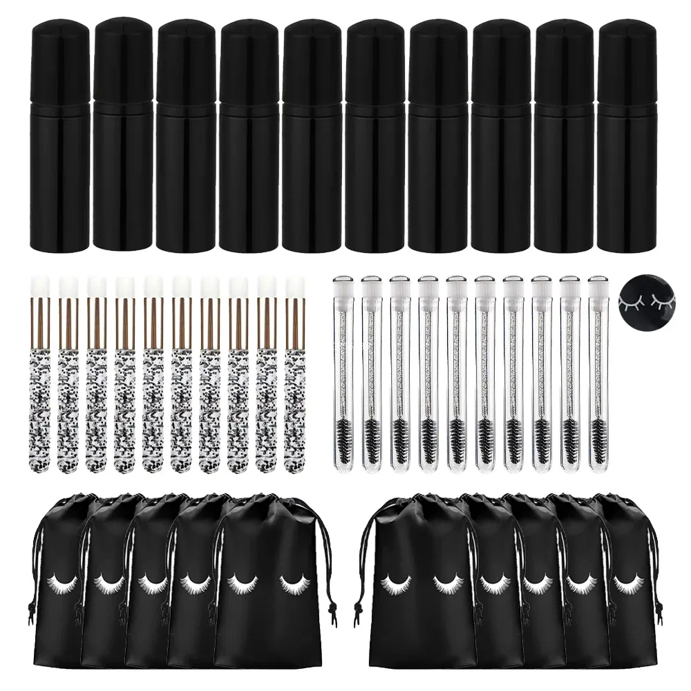 Flaskor 40 st/set skum flaskborste 60 ml plast tom skummande pump flaskögon ögonfrans makeup flaskan rengöringsmedel tvål dispenser hudvårdsverktyg