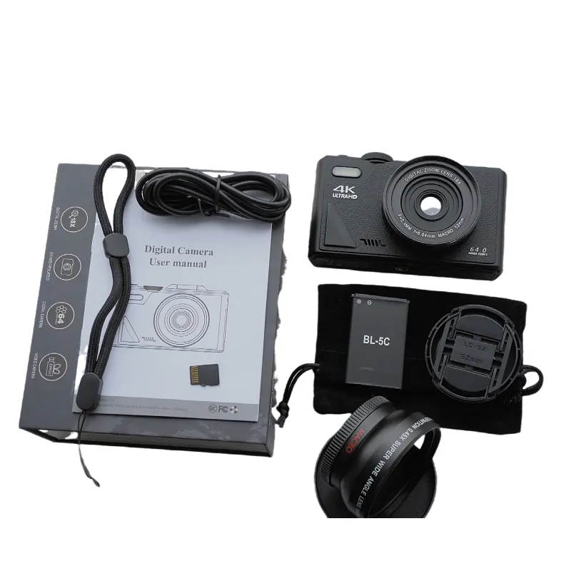 4K Digital Camera 18X Digital Zoom 64MP Compact Cameras 3'' 180° Flip Screen with Flash WiFi for Photography Vlogging YouTube Vintage Video Recorder Selfile SLR DSLR