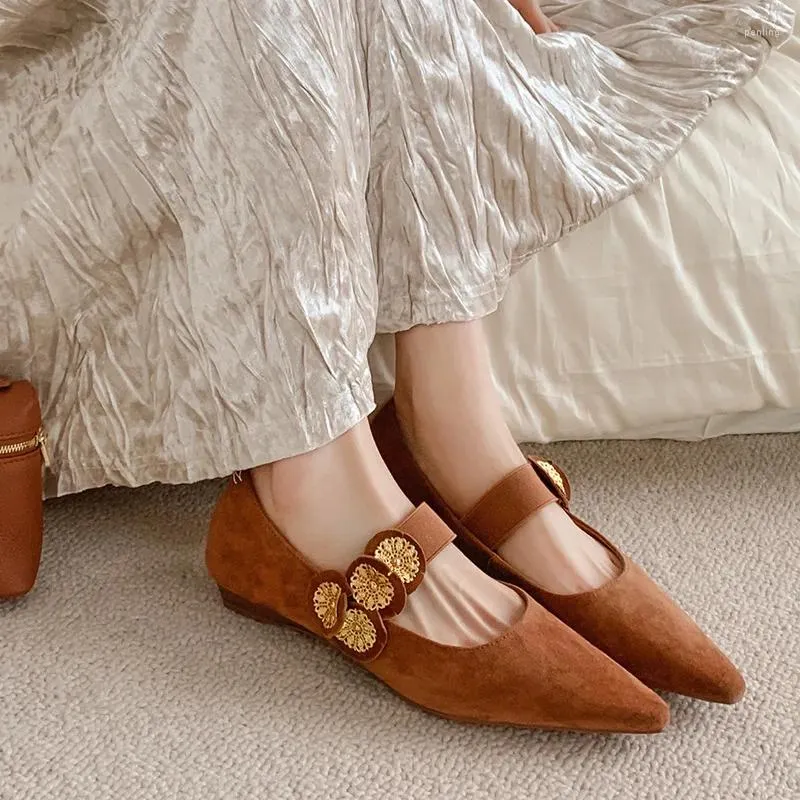 Casual Shoes Genuine Sheepskin Leather Pointed Toe Elegant Ladies Spring Dress Office Party Belt Buckle Ankle Strap Pump