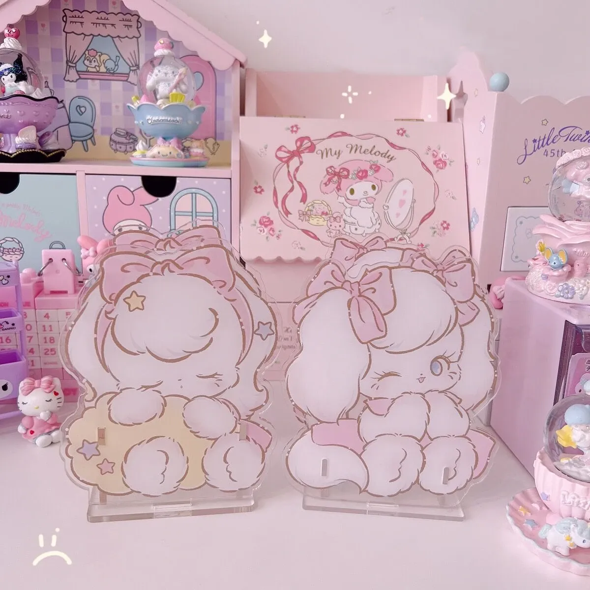 Bins Kawaii Cartoon Acrilic Porta di penna Organizzatore desktop Ins Bunny Bear Tiger Office di cartoleria per cosmetici