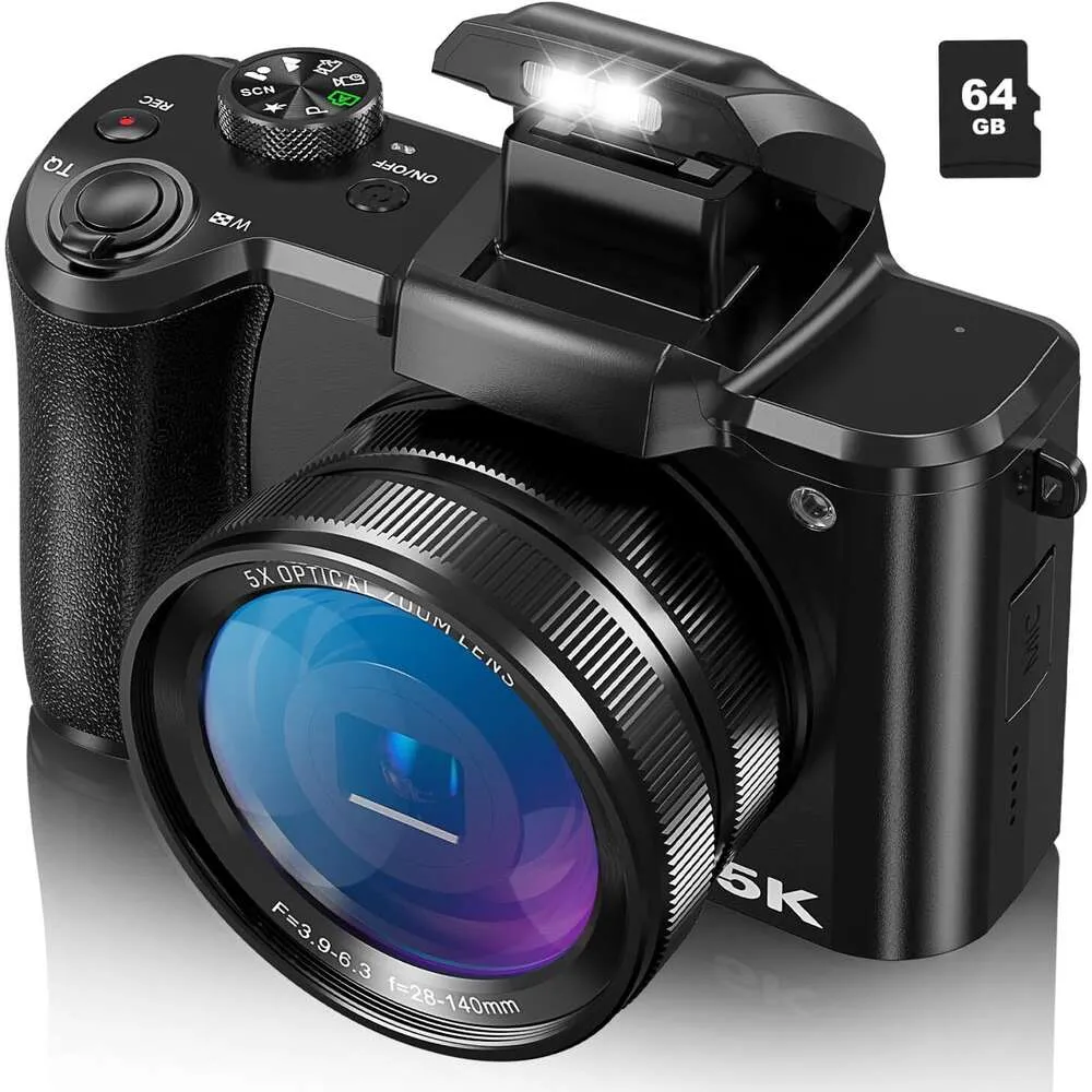 Capturez des photos et des vidéos époustouflantes avec notre appareil photo numérique 5K - un appareil photo Vlogging Autofocus 64MP pour YouTube avec objectif selfie, 5x zoom optique, flash, écran tactile