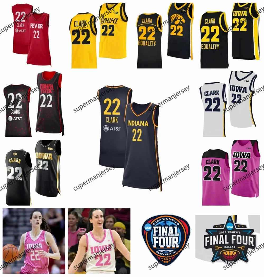 Uomini per bambini donne 22 Caitlin Clark Basketball Maglie febbre indiana 2024 Iowa Hawkeyes Shirt Final Four NCAA