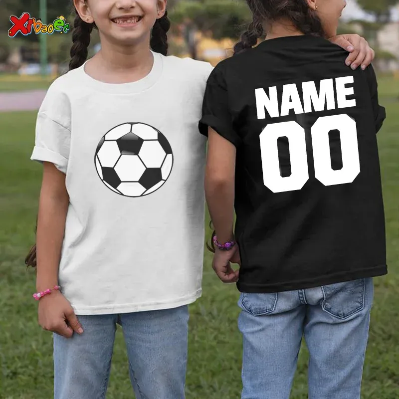 Tees kinder t -Shirt Fußball 2021 Jungen Mädchen Geburtstag T -Shirt Custom Name Number Cotton Kinderkleidung Tee Kleidung Baby Boy Tops