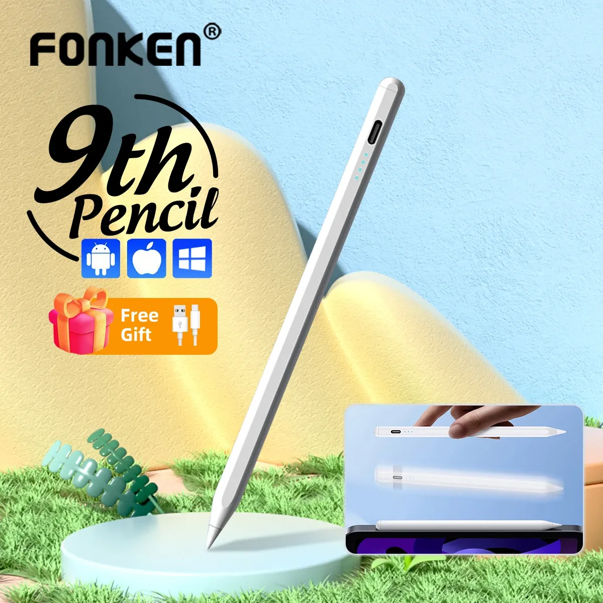 Refrigendo caneta universal fonken para tablet touch screes caneta para ipad samsung xiaomi desenho lápis Caneta touch lapiz tactil para tablet