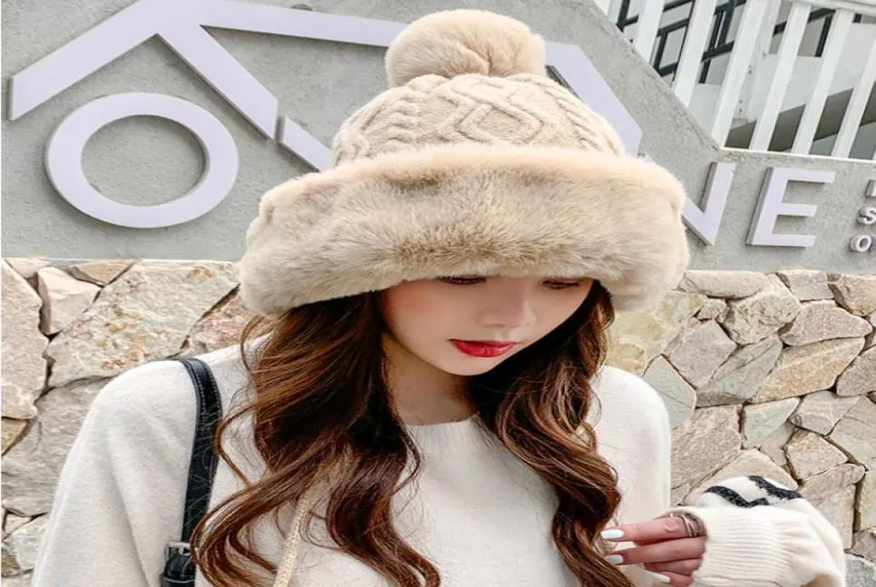 Berretti da donna039s in lana peluche per peluche caloroso cappello pullover all'aperto inverno inverno a prova fredda adorabili teschi adorabili ragazze a maglia 5678171