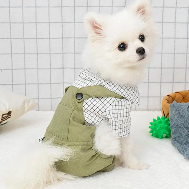 Dog Apparel Carrier Pants Summer Shirt Teddy Clothes Fashion Plaid Four Legged Pet Clothing Supplies