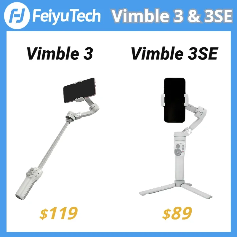 Stabilizers FeiyuTech Vimble 3 3SE Smartphone Extension Rod 3Axis Handheld Gimbal Portable and Foldable for iPhone 14 Pro Samsung