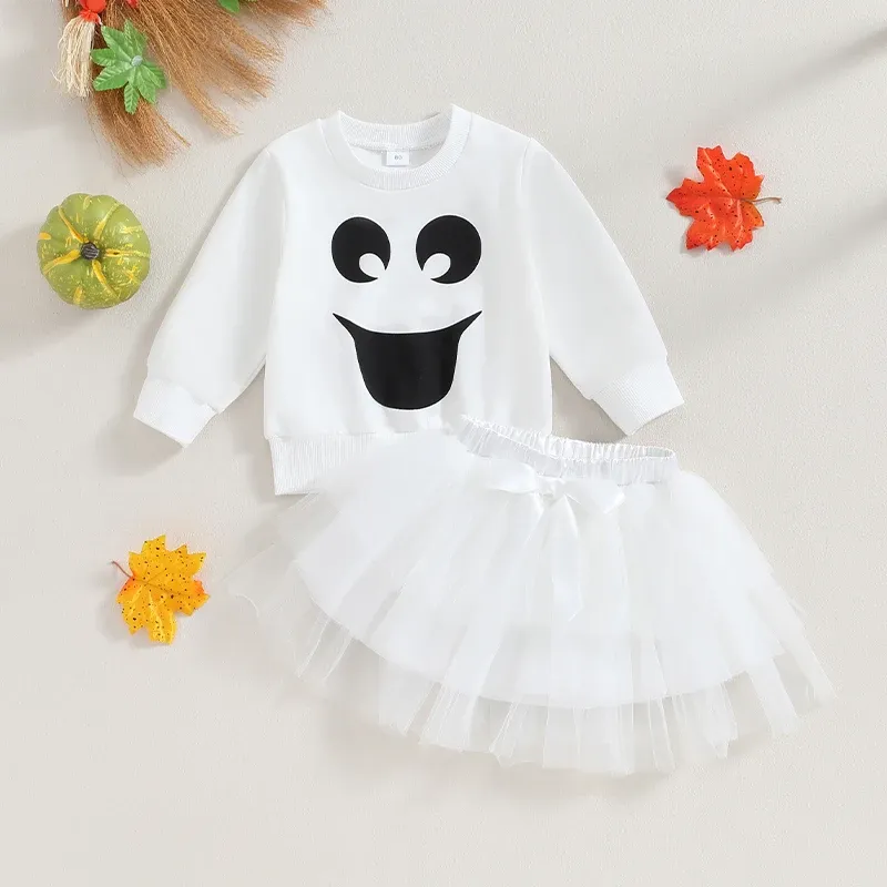 Set mababy 6m4y Halloween neonato neonato per ragazze abiti da ragazza set per bambini con maniche lunghe a maniche lunghe costumi di gonna di tulle d05