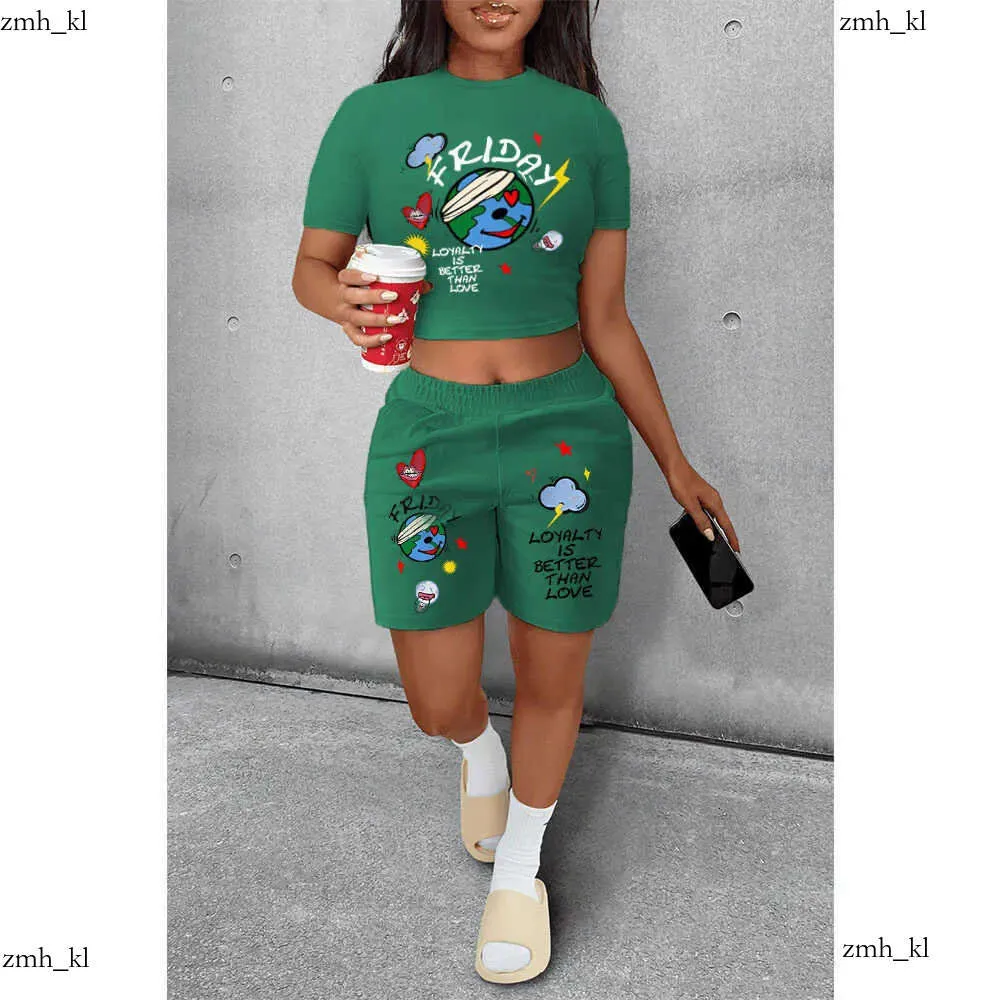 2023 Women Tracksuits Sport Suits Large Spring Summer Girl Printed Print Personlig tryck Casual Two Piece Set S-5XL 942