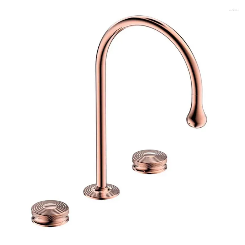 Badkamer wastafel kranen wijdverbreide toilet mixer kraan messing drie gat rosé goud zwart kraan koud 8 inch