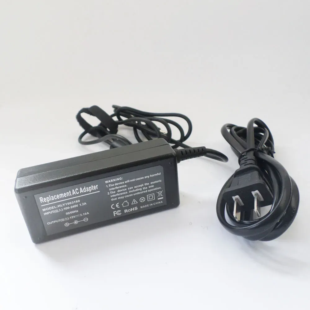 Adaptador 60W CA Adaptador para Samsung NP305V5AA05US R25 R18 R700 R18 R58 R39 R40X1 X22 X11 19V 3.16A Cable de alimentación Cable Cargador Nuevo