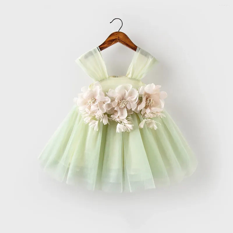 Dziewczyna sukienki Dziewczyny Księżna Summer Baby rola stu dnia zielone ciasto sukienka puszysta