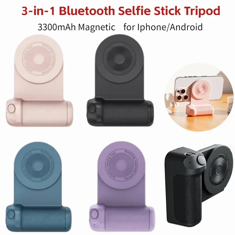 Attacchi 3in1 Bluetooth Selfie Stick Stand Tripode Stand Magnetic Trippied Porta del telefono Telefono Manage Stick Selfie Stick per iPhone/Android