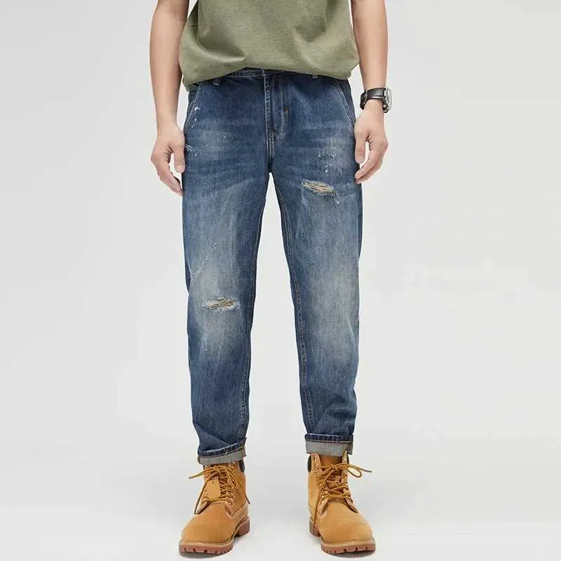 Herrenjeans 2023 Neue Winter- und Herbst -Herren lässige Baumwolle lange Hosen Fashion Windschutz Jeans 240423