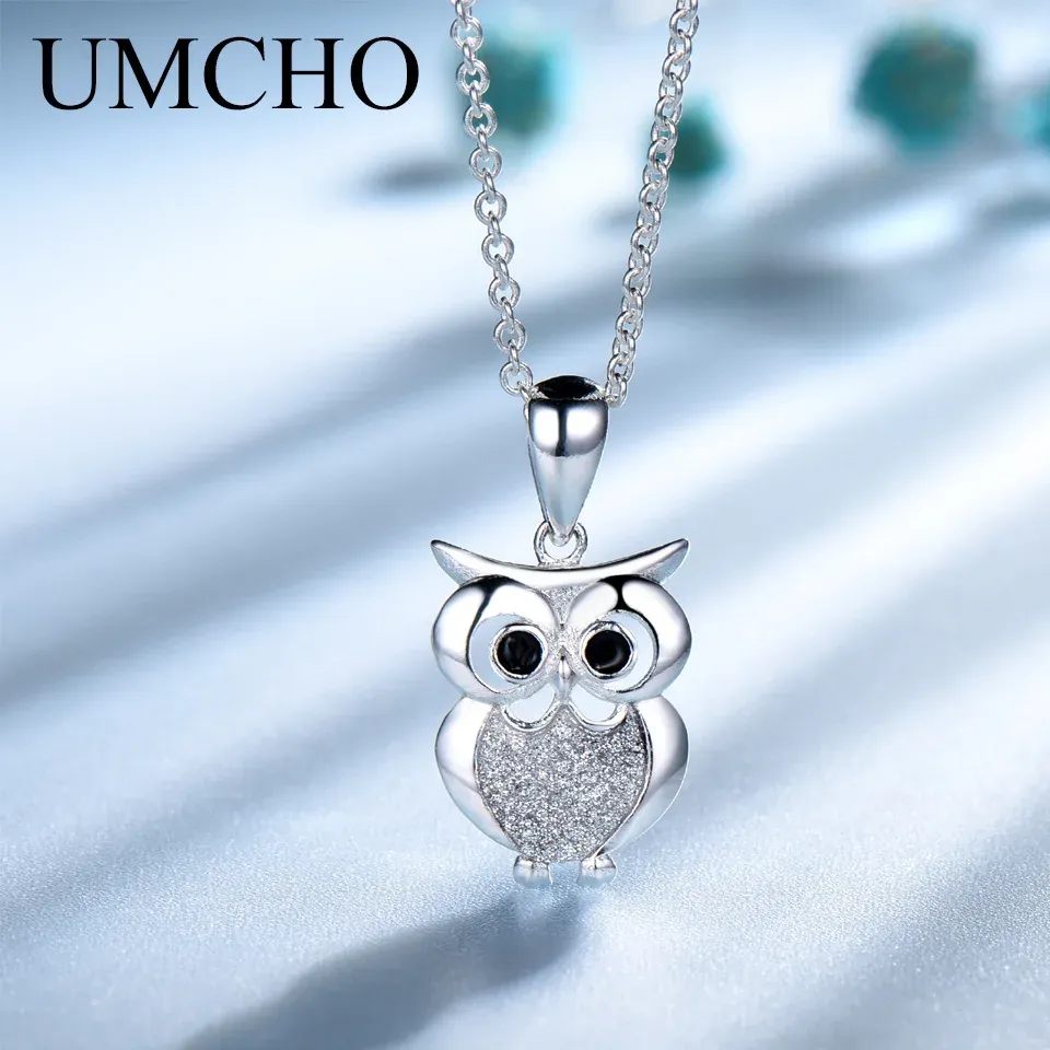 Ожерелья Umcho Fashion Glitter Owl 925 Серебряные серебряные девушки подвески для женщин подарки по случаю дня рождения девочки.