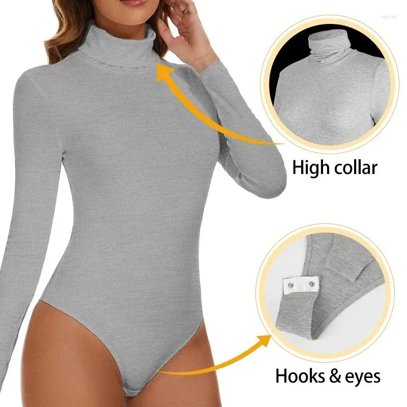 Donne's Shapers Bodyuit for Women Tummy Control Consuit a maniche lunghe Torisuits High Collar Shapewear One-Piece Delitming Tops