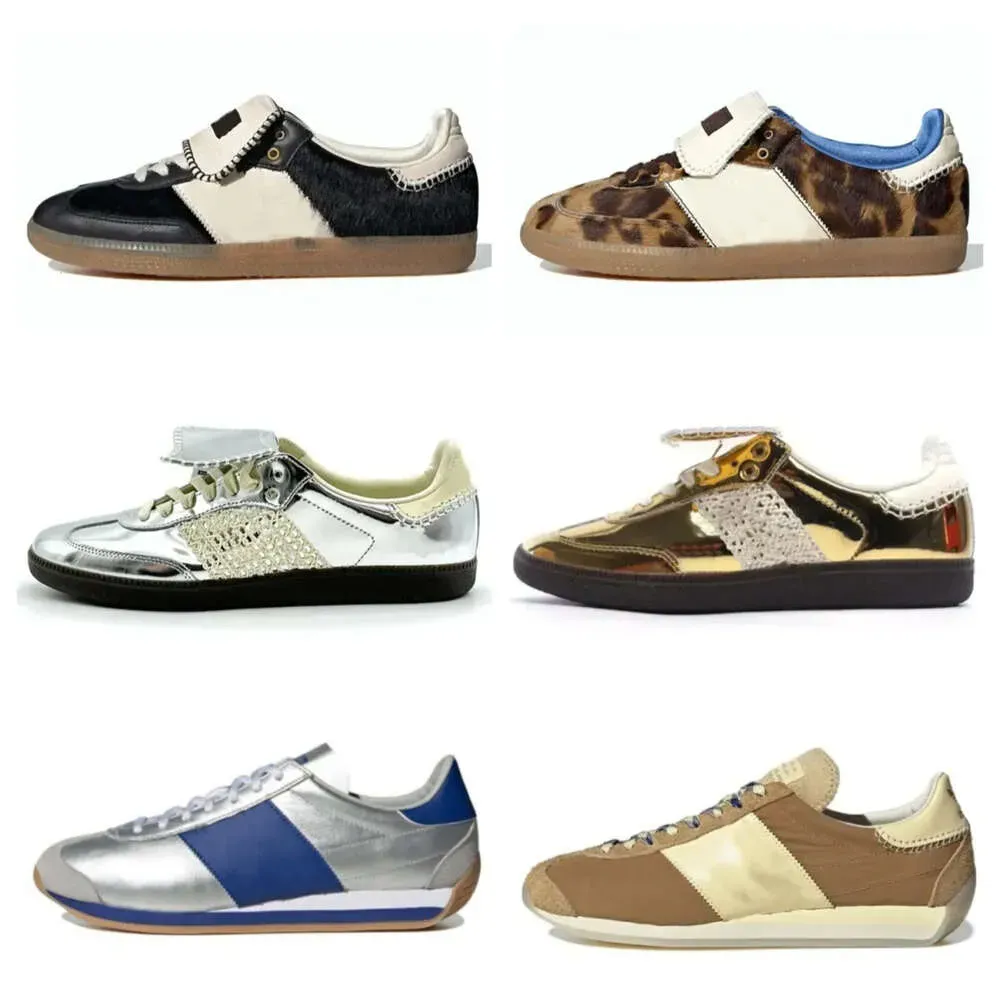 Designer Moda Classic Sapatos casuais masculinos estampas de leopardo Original país País de Gales Bonner Vintage Sneakers Low Sneakers não deslizam sola